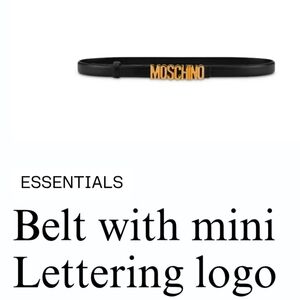 MOSCHINO BLACK MINI LETTERING GOLD BELT‎ SIZE 46/XL